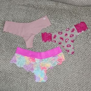 Pink and Purple Low-Rise Panties Set